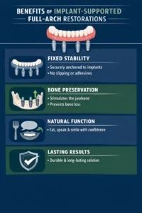 Birch Feb Blog Graphic Benefits of Implant-Supported Full Arch Restorations